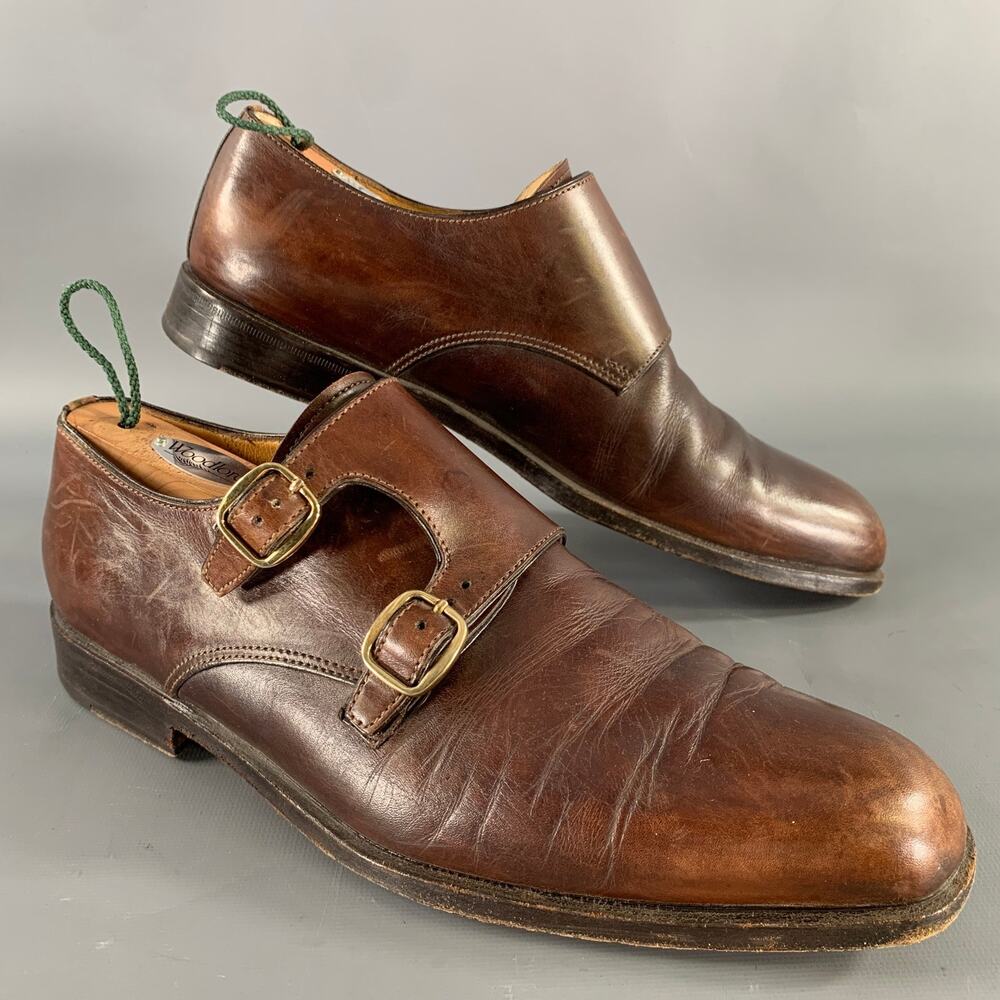 JOHN LOBB Size 9 Brown Leather Monk Strap Loafers